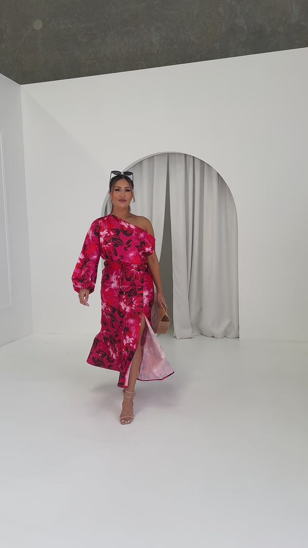 Martisha Long Sleeve Maxi Dress - Watermelon Pink Floral