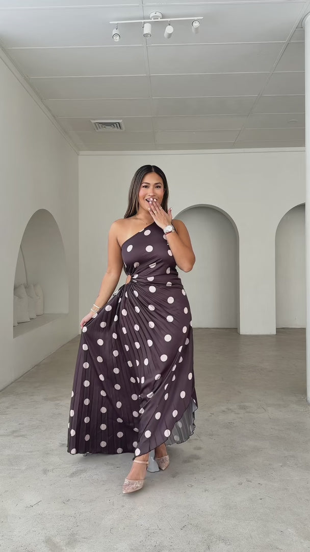 Rochelle Maxi Dress - Brown Beige Spots