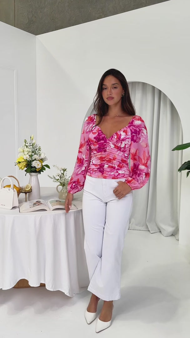 Miley Top - Pink Floral