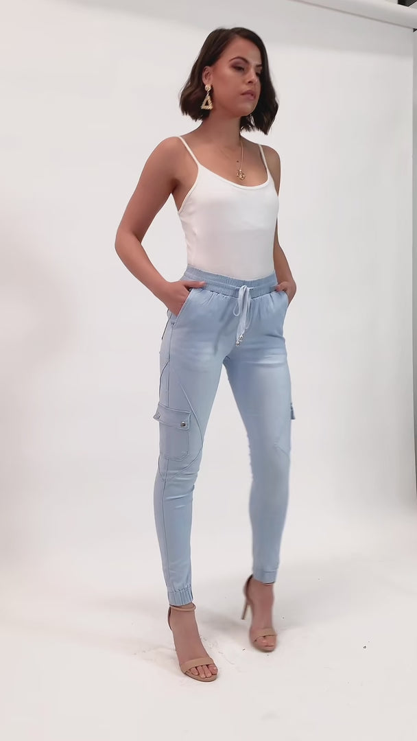 Chic Cargo Chinos - Light Blue