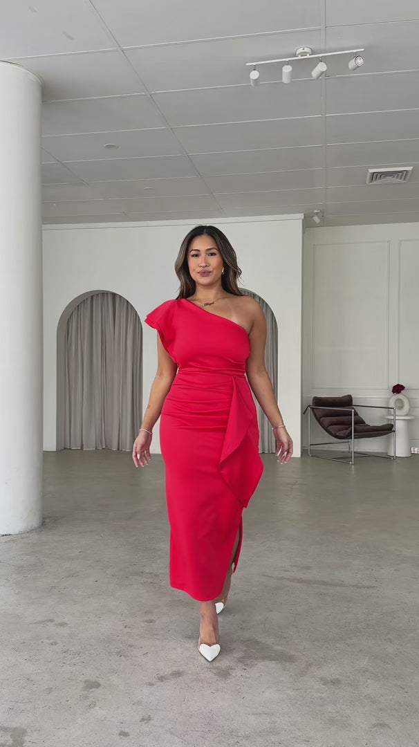 Jacee Midi Dress - Red