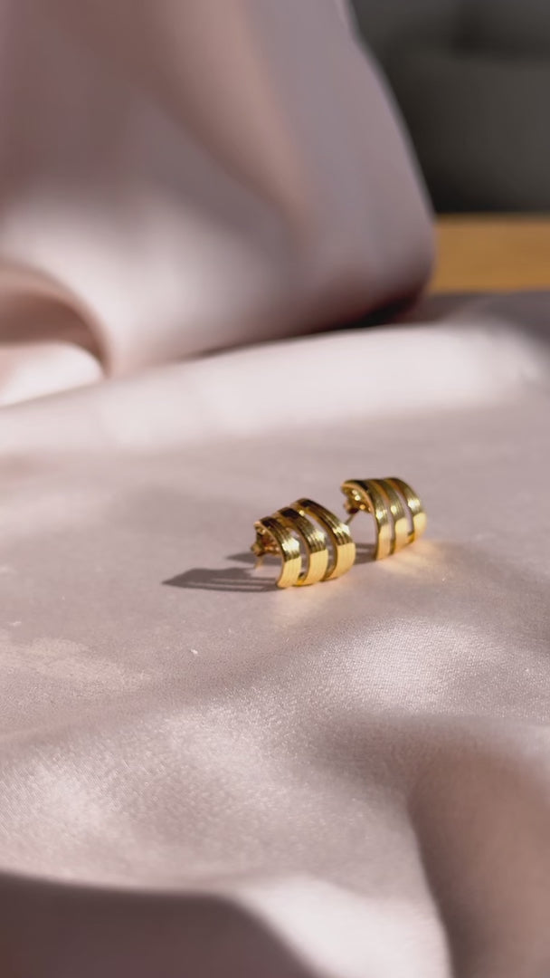 Astra Stud Earrings - Gold Triple Texture
