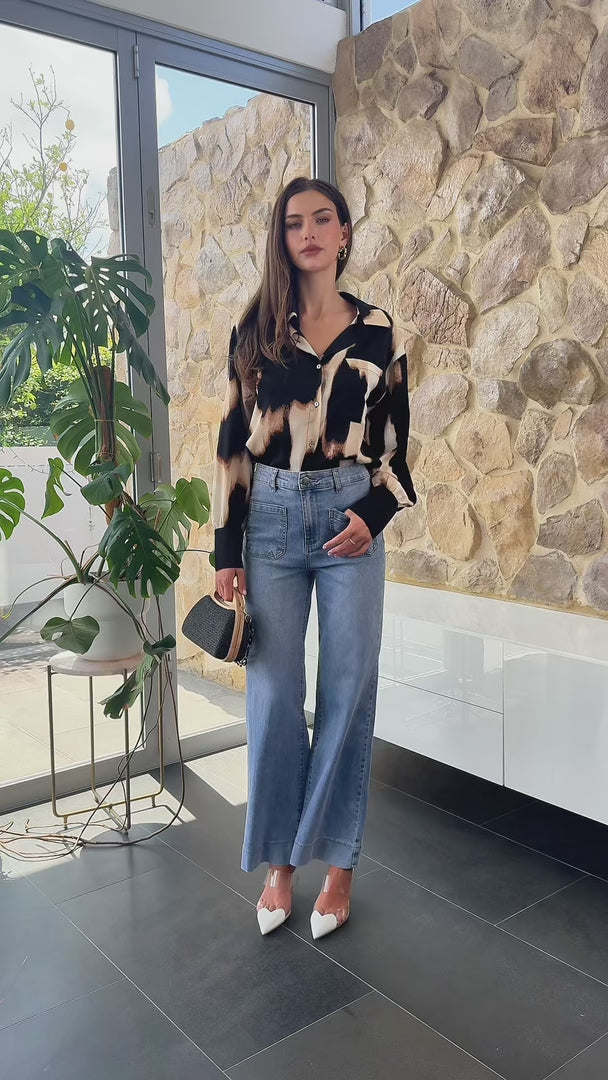 Chanmi Shirt Blouse - Big Leopard Print