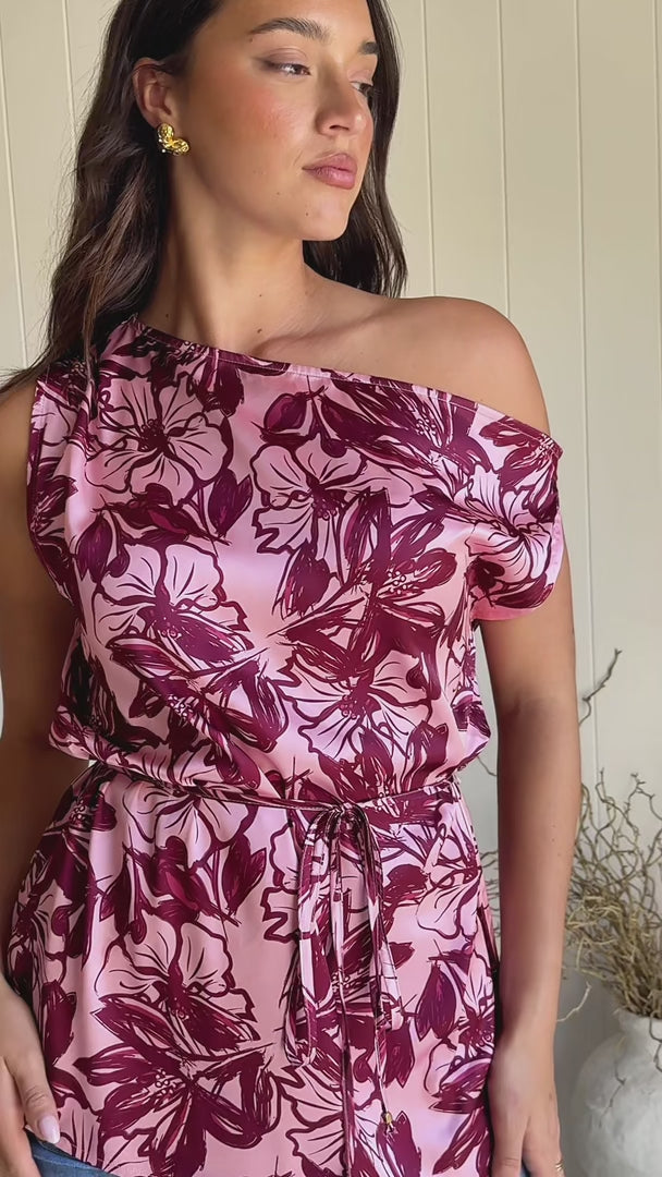 Kassie Top - Pink Burgundy Floral