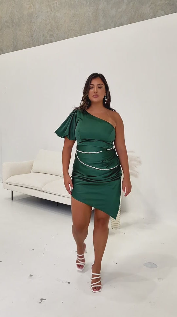 Pascal Satin Dress - Emerald