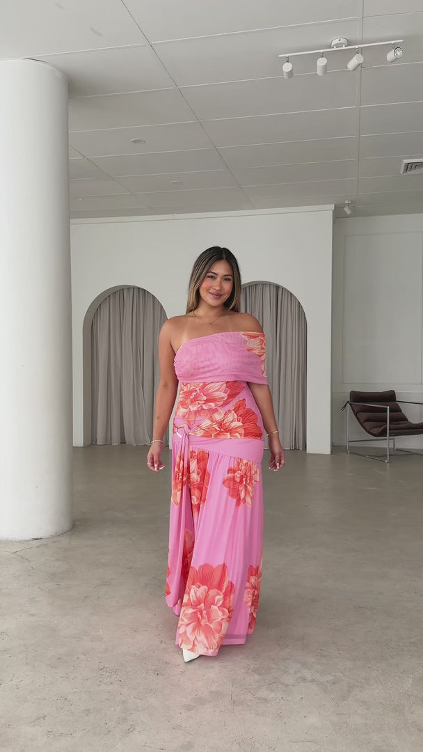Tianna Maxi Dress - Pink Orange Floral