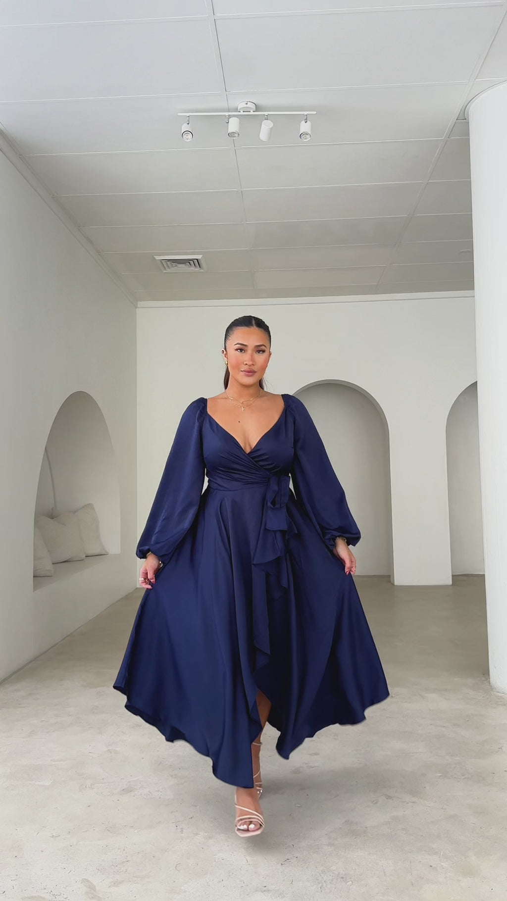Rossetti Long Sleeve Wrap Maxi Dress - Navy