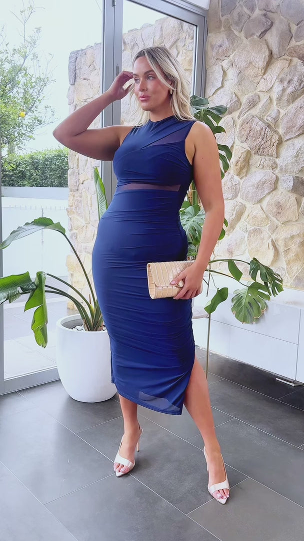 Olida Mesh Maxi Dress - Navy