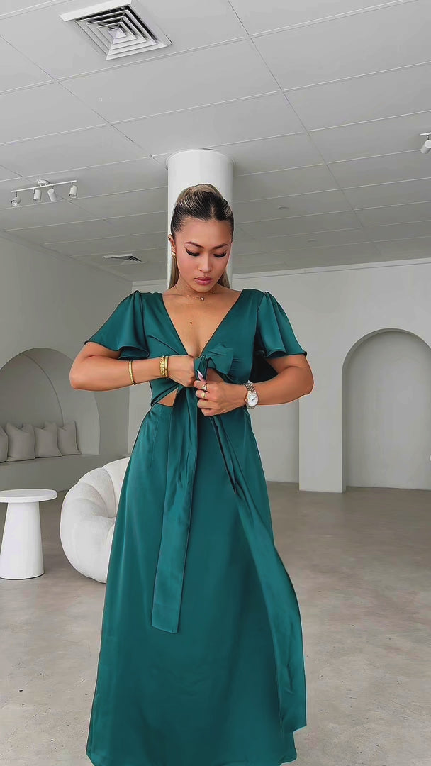 Roza Short Sleeve Maxi Dress - Emerald