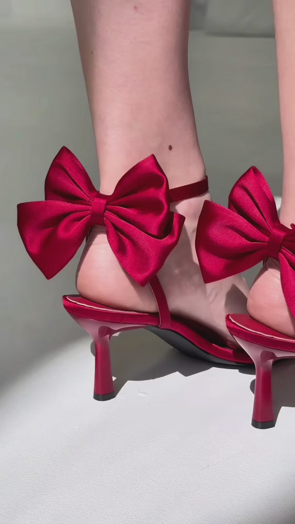 Boey Heels - Cherry Red Bow
