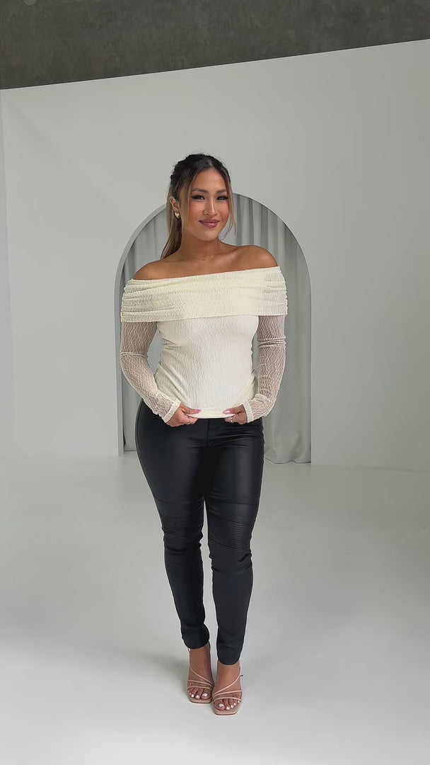Ulla Mesh Top - Cream Texture