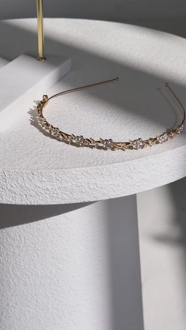 Estella Headband - Gold Flower Diamante