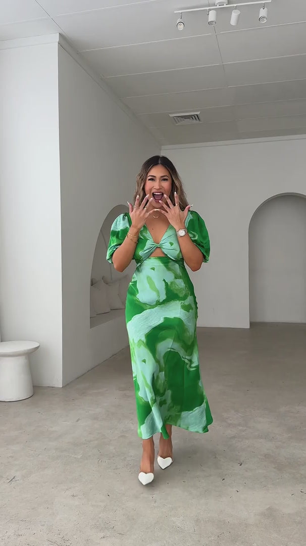 Kamala Maxi Dress - Green Print