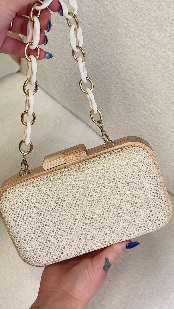 Kulua Straw Clutch Bag - Light Beige
