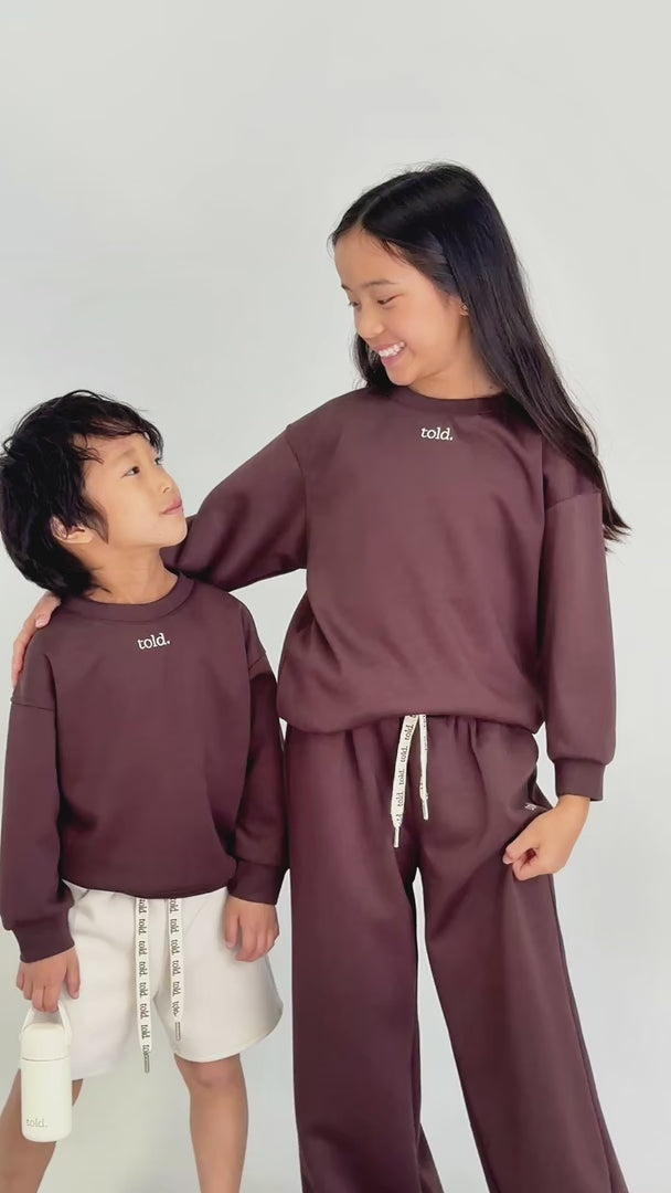 Luca Kids Crew Neck Jumper - Chocolate Brown