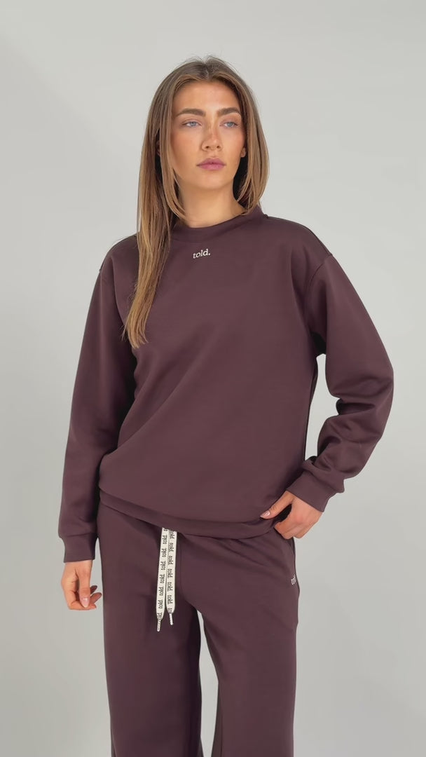 Tobi Unisex Crew Neck Jumper - Chocolate Brown