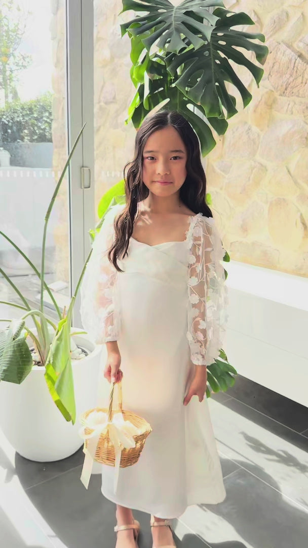 (PREORDER) Leana Kids Dress - White