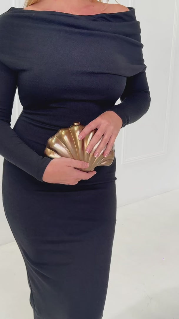 Serenade Shell Clutch Bag - Mocha Pearl