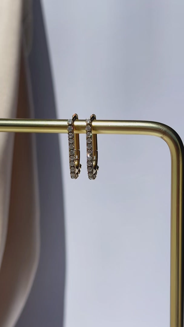 Thilynn Hoop Earrings - Gold Thin U Diamante