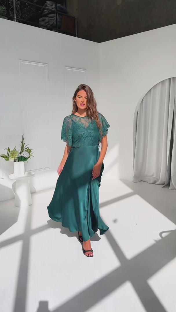 Aurelia Lace Maxi Dress - Teal Green