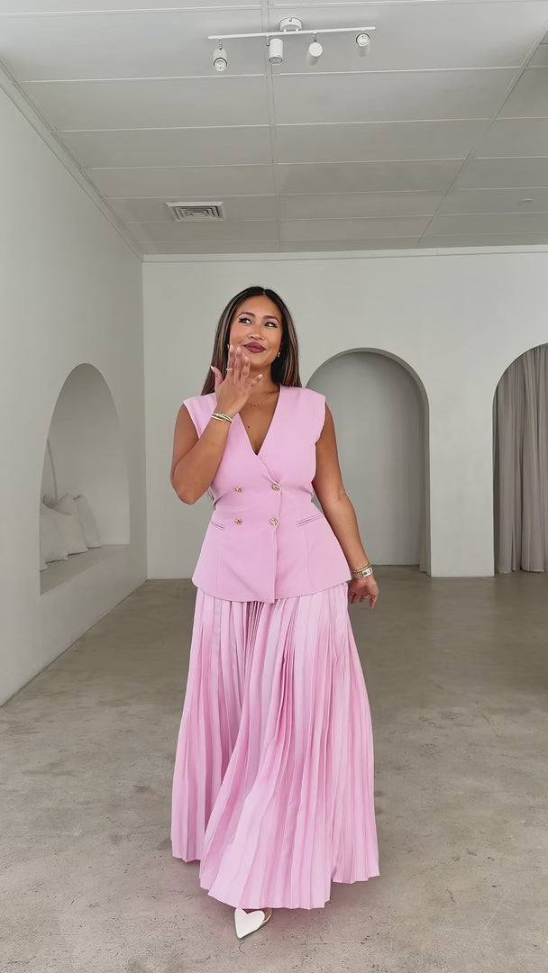 Huxleigh Vest Maxi Dress - Pink
