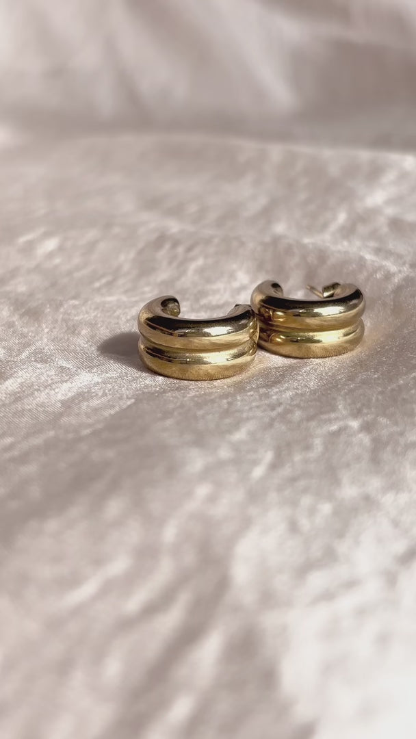 Tristan Hoop Earrings - Gold Double Rib