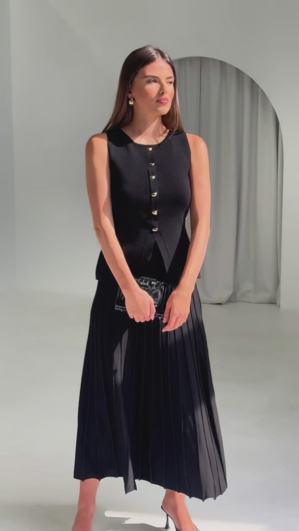 Reuben Knit Midi Skirt - Black