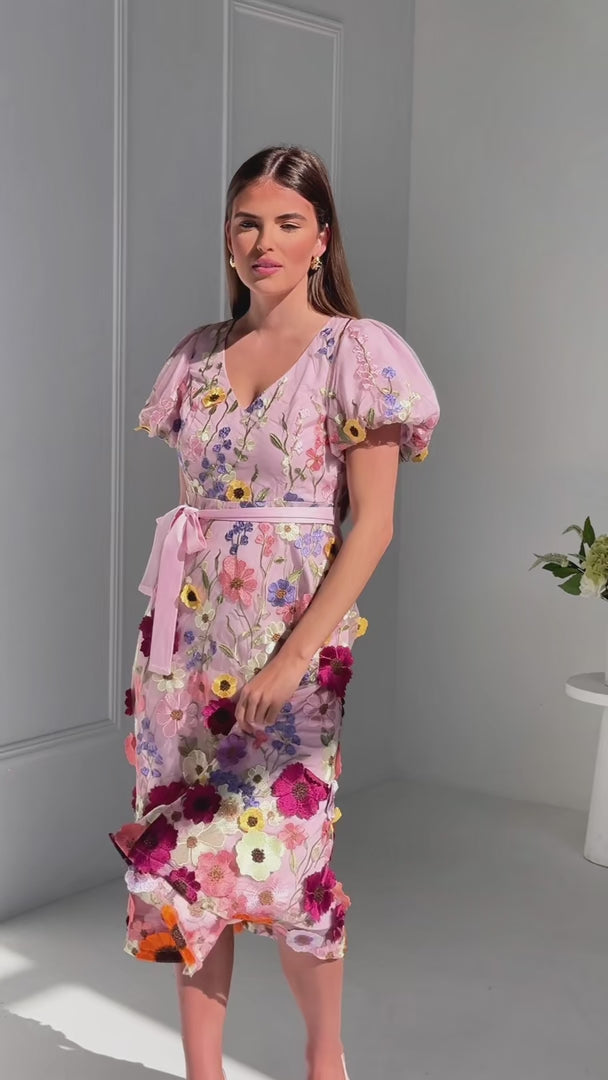 Peony Midi Dress - Pink Multi Floral
