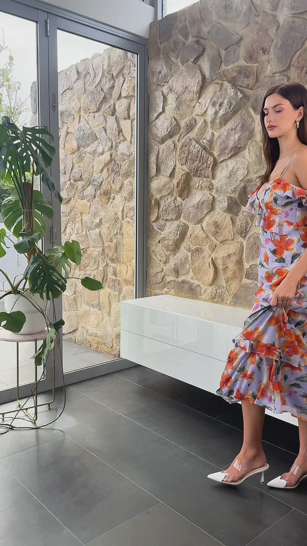 Lozzie Maxi Dress - Purple Orange Floral