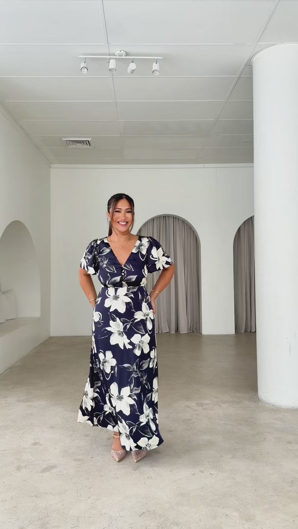 Behati Maxi Dress - Charcoal Navy Floral