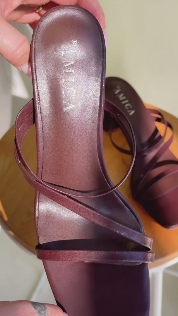 Yora Block Mule Heels - Maroon Brown