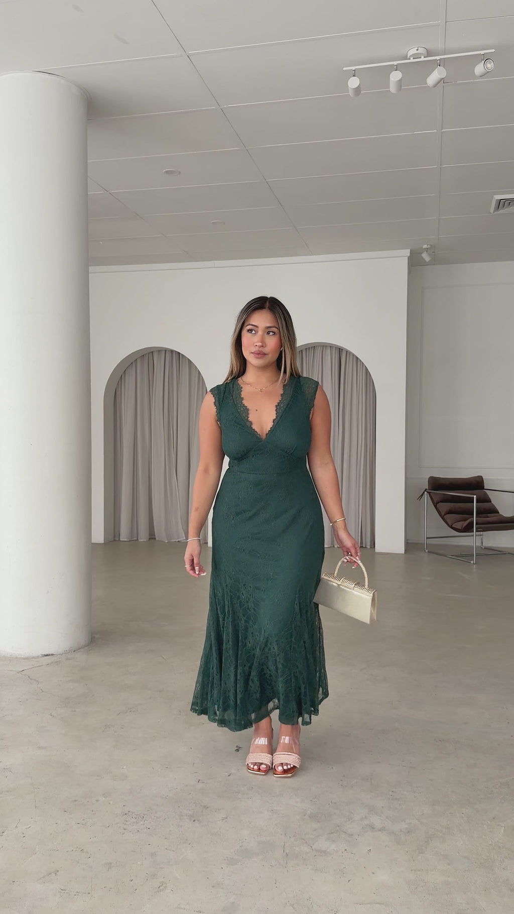 Ria Lace Maxi Dress - Emerald