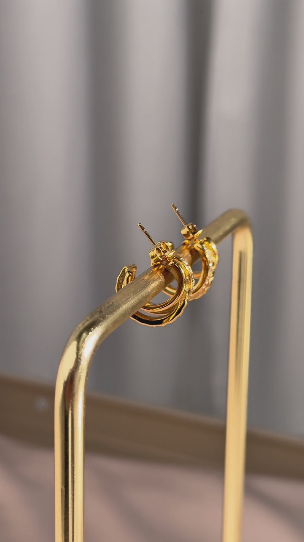 Chandra Hoop Earrings - Gold Triple Multi Texture