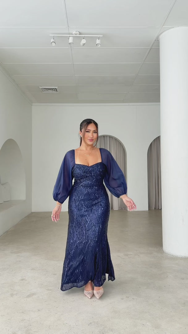 Leana Maxi Dress - Navy Sequin