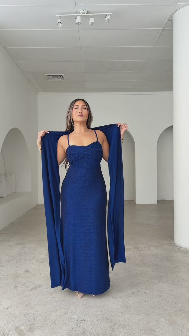 Jasalina Maxi Dress - Blue Metallic