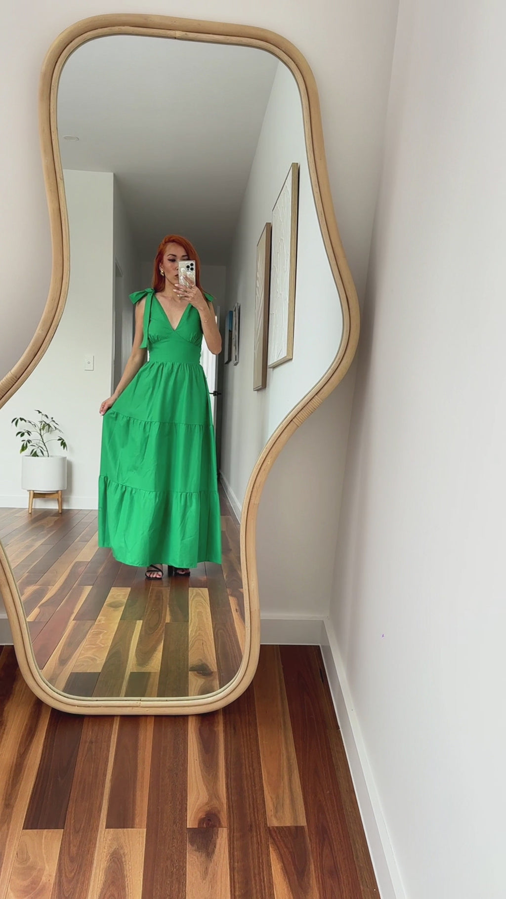 Aretha Tie Up Strap Maxi Dress - Green