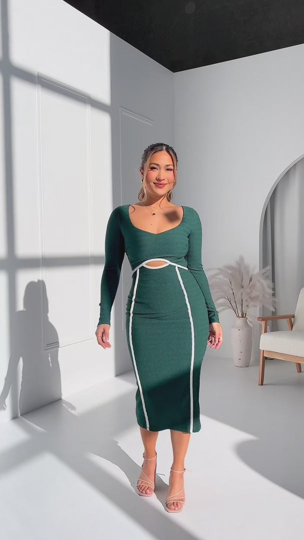 Dylan Midi Dress - Emerald White