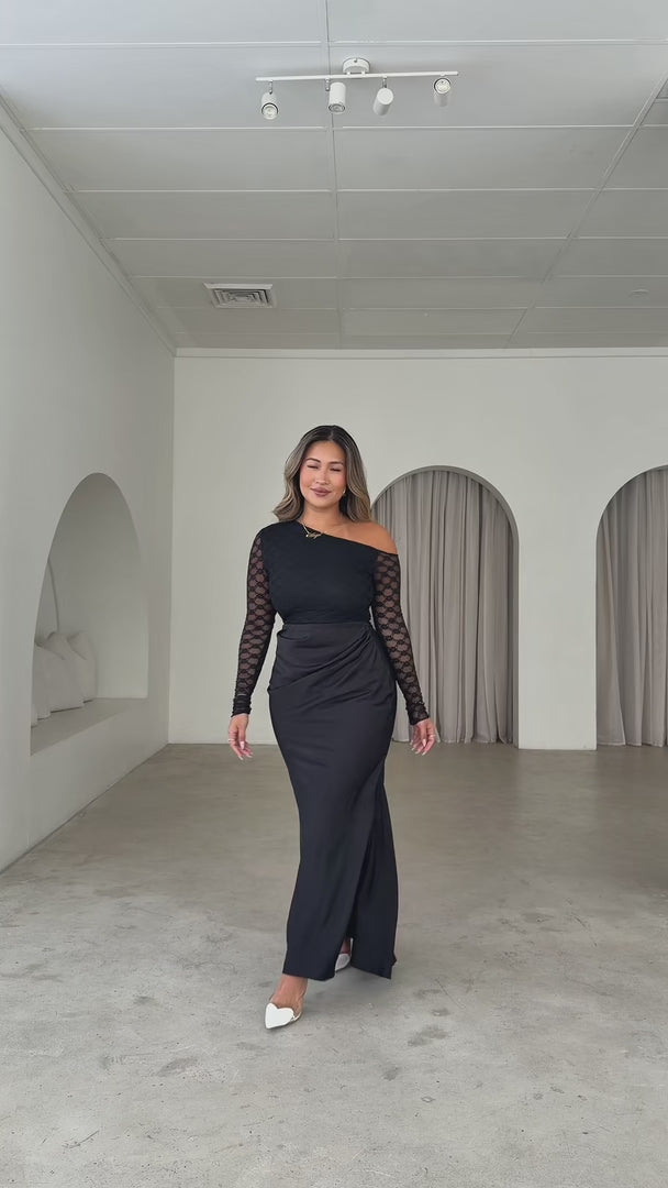 Rixie Mesh Maxi Dress - Black