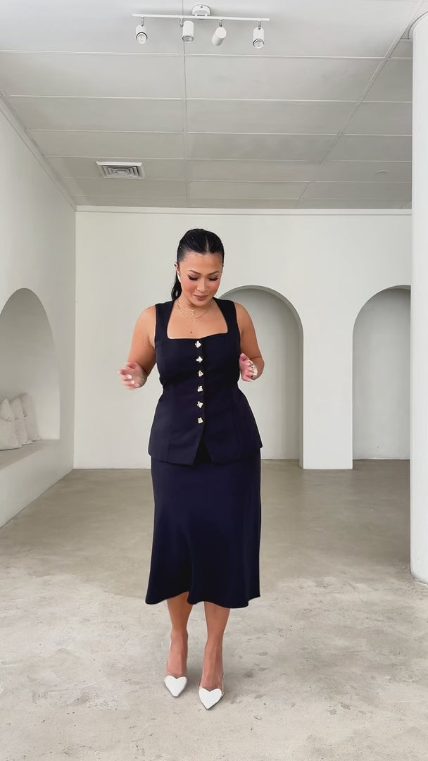 Inez Vest Top - Black