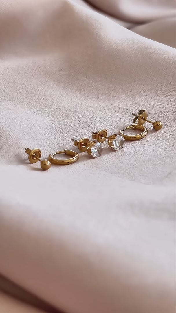 Dazzle Earring Set - Gold Diamante Ball