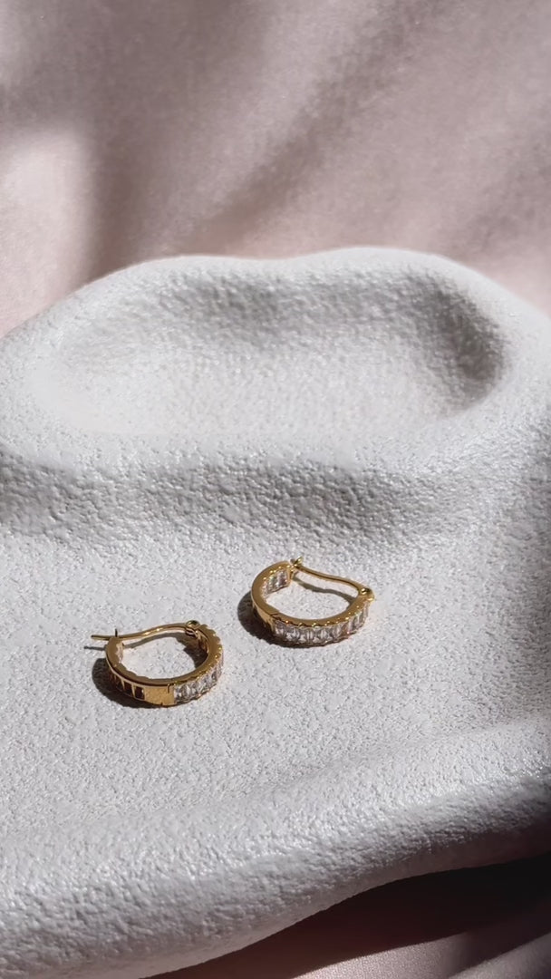Lumi Hoop Earrings - Gold In Out Diamante