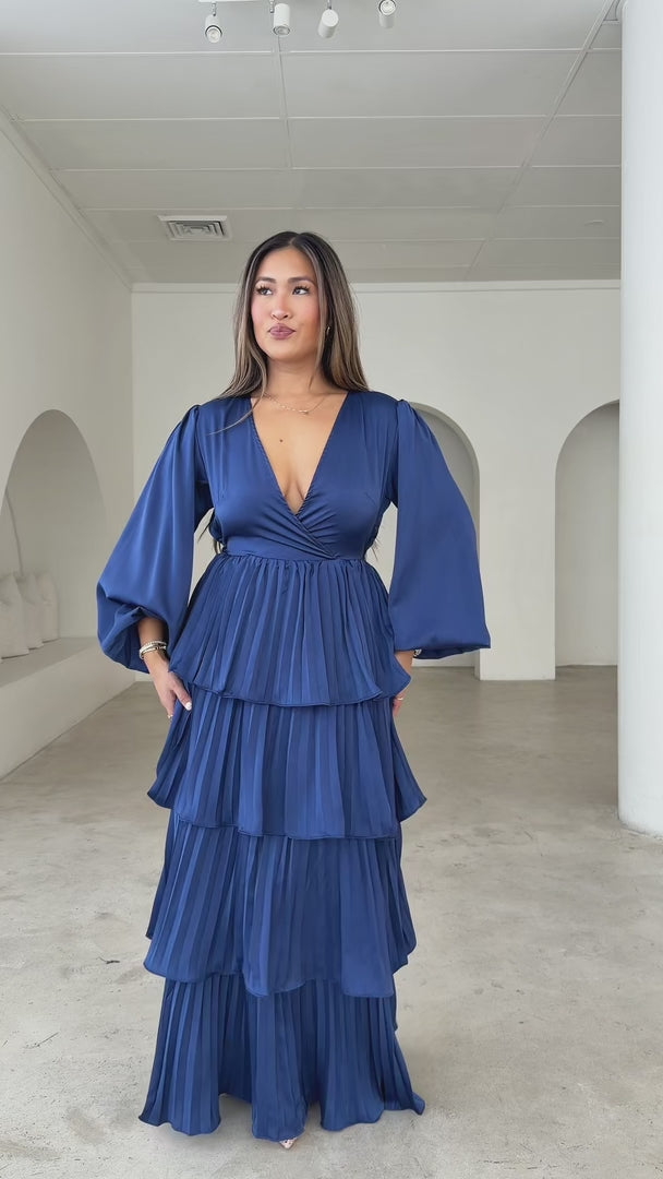 Clarabelle Long Sleeve Maxi Dress - Navy