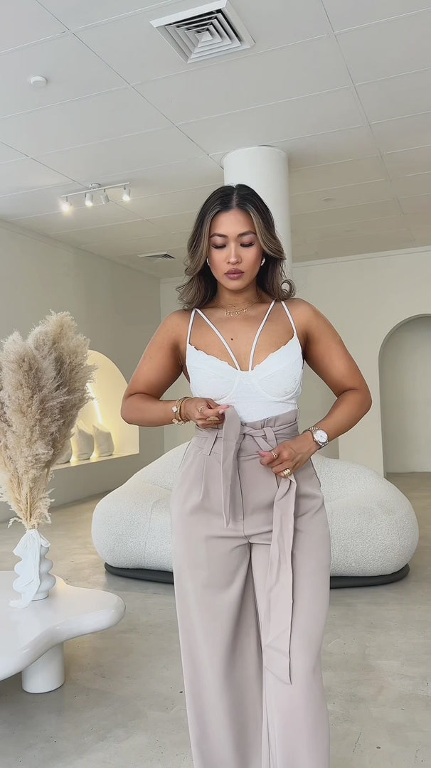 Nookie Wide Leg Pants - Beige