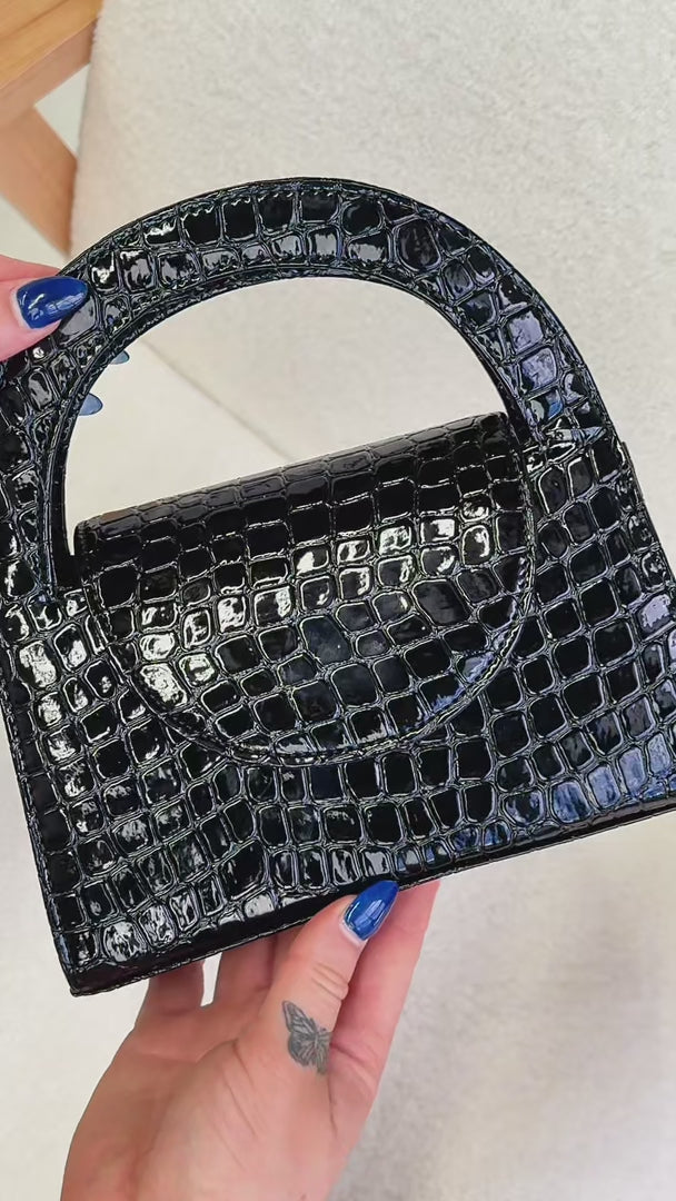 Twiggy Croc Texture Bag - Black