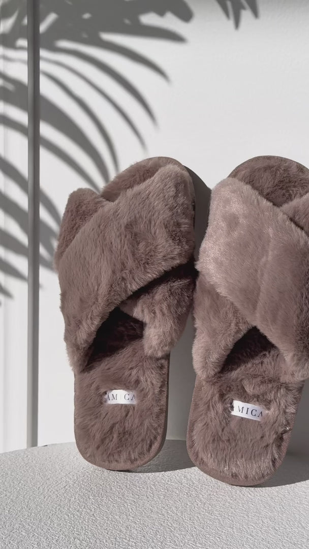 Walk To You Cross Slippers - Grey Taupe