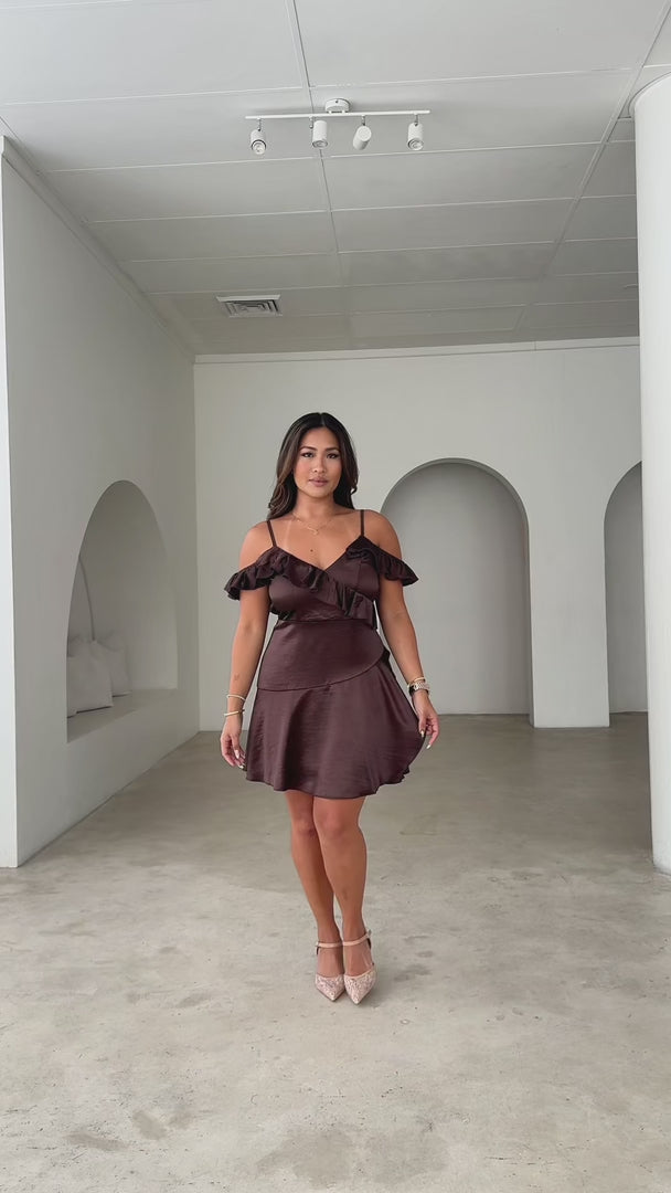 Rafiki Mini Dress - Dark Chocolate Brown