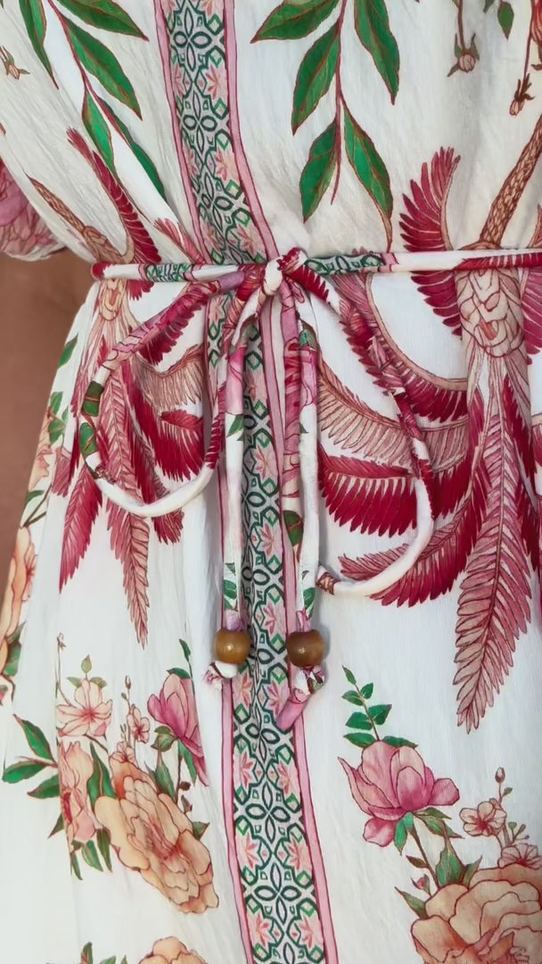 Dakota Maxi Dress - White Tropical Floral