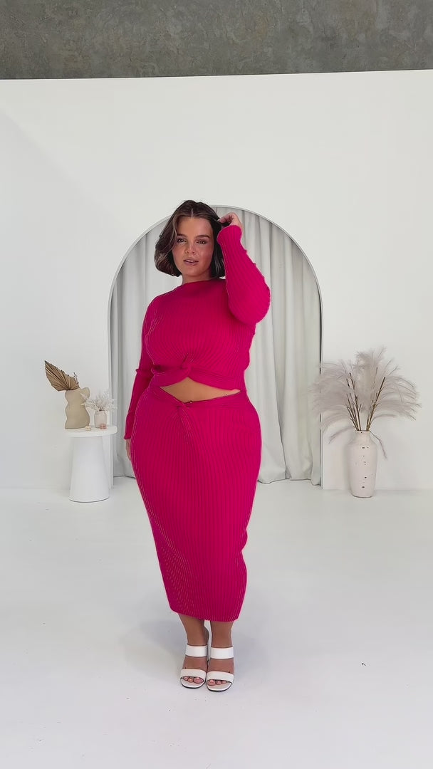 Solita Knit Crop Top - Hot Pink Metallic