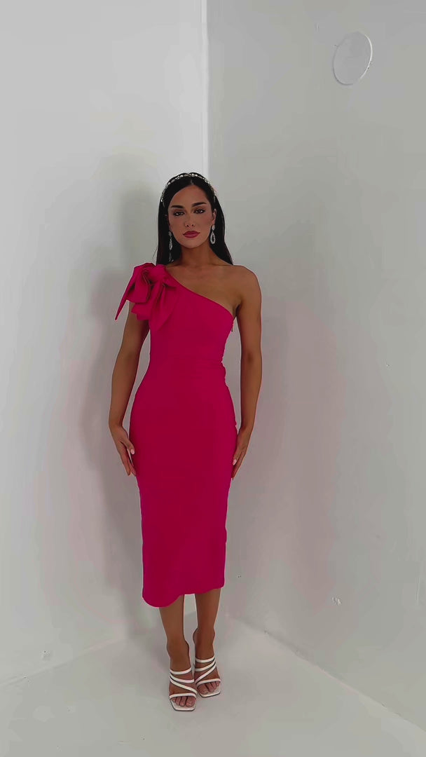 Freya Midi Dress - Magenta Pink