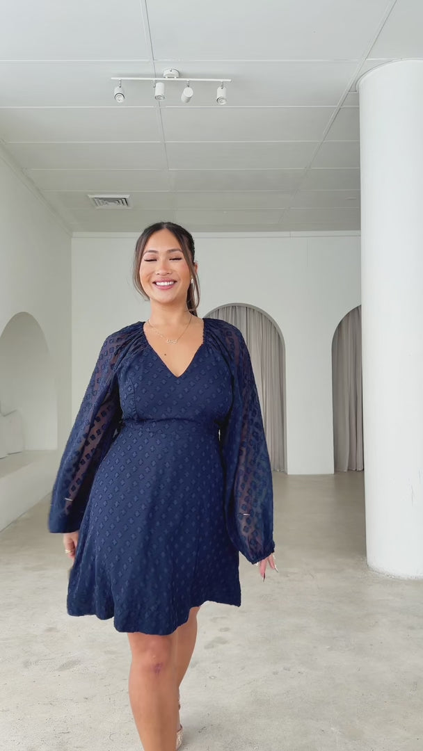 Sabra Mini Dress - Navy Texture